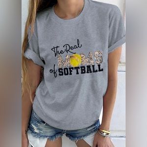 CLEARANCE- Plus Size Graphic Short Sleeve Top “The Real Moms of Softball”